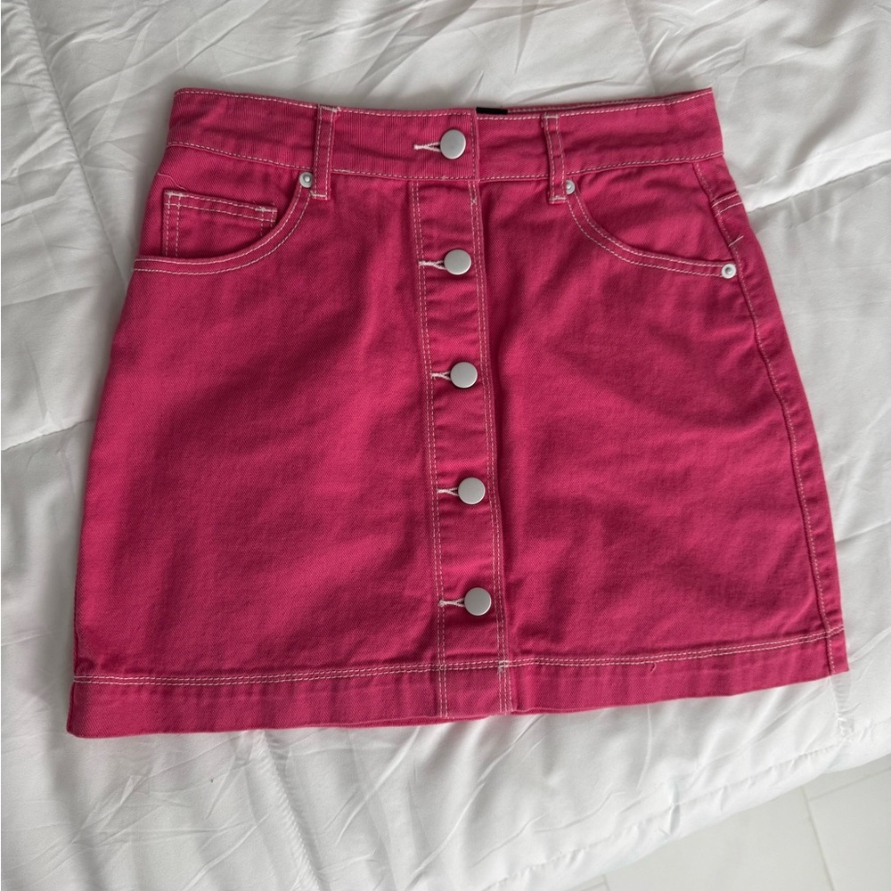 Forever 21 Pink Button-Front Mini Skirt
